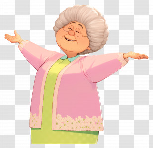 Old Woman - Cheerful Elderly Woman Cartoon Illustration Transparent PNG