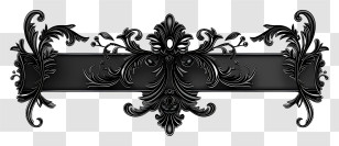 Black Banner - Ornate Black Floral Design Decoration Transparent PNG