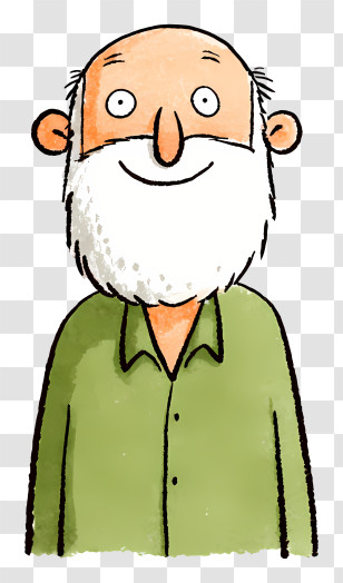 Old Man With Good Smile - Old Man Cartoon With White Beard Transparent PNG