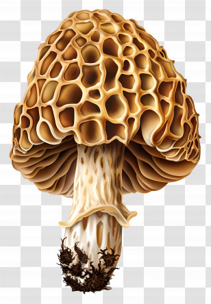 Morel Mushroom - Detailed Morel Mushroom Illustration Transparent PNG