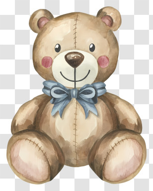 Cartoon - Cute Teddy Bear With Bow Transparent PNG