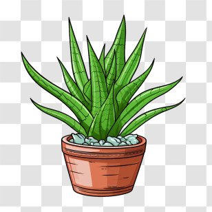 Aloe Vera - Potted Aloe Vera Plant Illustration Transparent PNG