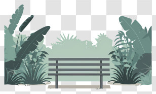Garden Bench - Park Bench Encircled By Lush Greenery Transparent PNG
