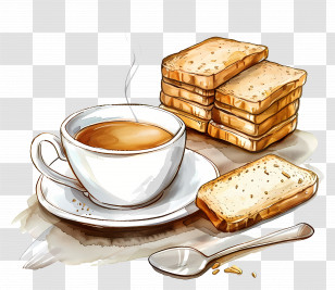 Tea And Bread - Cup Of Steaming Coffee With Biscuits Transparent PNG