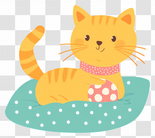 Cat Cartoon - Cute Playful Orange Cat Resting On A Cushion Transparent PNG