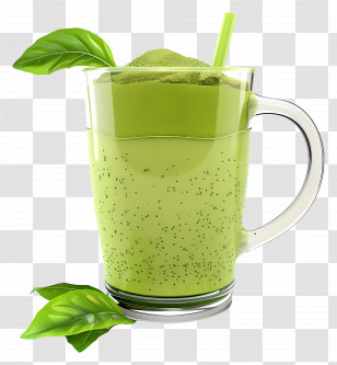 Matcha Green Tea - Fresh Green Smoothie In A Glass Transparent PNG