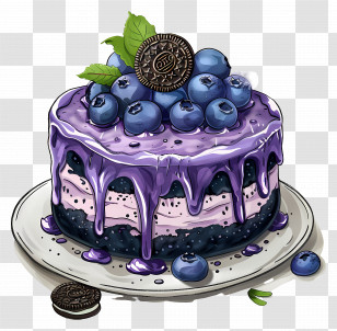 Blueberry Cake - Delicious Blueberry Cake With Oreo Topping Transparent PNG