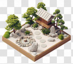 Zen Garden - Miniature Zen Garden With House Transparent PNG