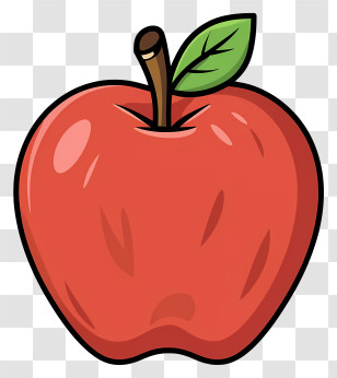 Red Apple - Red Apple With Leaf Transparent PNG