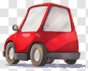 Watercolor Red Car - Small Red Car Transparent PNG