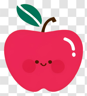 Apple - Cute Red Apple With Smile Transparent PNG