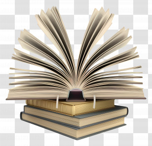 Animated Books - Open Book On Stack Of Books Illustration Transparent PNG