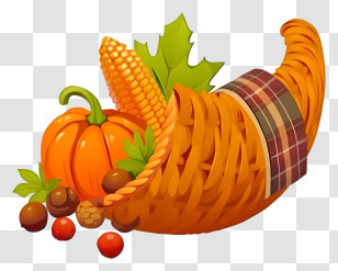 Thanksgiving Cornucopia - Cornucopia With Harvest Items Symbol Transparent PNG