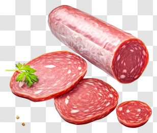 Cured Meats - Slices Of Salami Sausage Transparent PNG