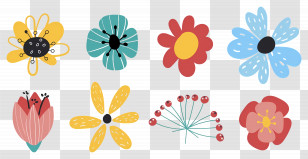 Flower Emoji - Set Of Colorful Cartoon Flowers Illustration Transparent PNG