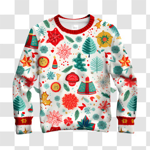 Ugly Sweater Day - Festive Christmas Sweater With Holiday Patterns Transparent PNG