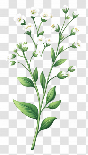 Baby Breath Flower - Green Plant With White Flowers Transparent PNG