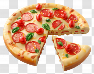 Cute Pizza - Pepperoni Pizza With Cheese Transparent PNG