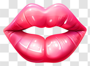 Emoji - Glossy Pink Lips Transparent PNG
