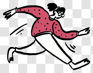 Drawing - Cartoon Woman Running Illustration Transparent PNG