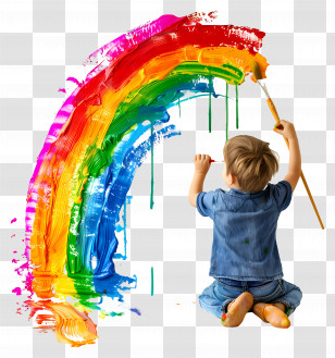 Kid - Child Painting A Colorful Rainbow Illustration Transparent PNG