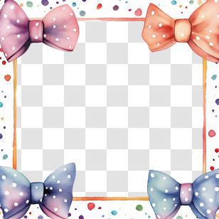 Bow Day - Decorative Polka Dot Bow Frame Illustration Transparent PNG