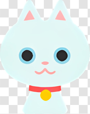 Cartoon - Cute White Cat With Red Collar Transparent PNG