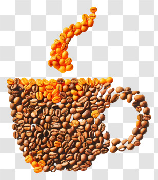 Coffee Beans Cup - Creative Coffee Cup Made Of Beans Transparent PNG