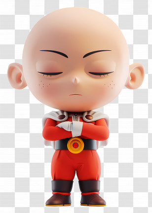 One Punch Man - Bald Cartoon Superhero In Red Suit Transparent PNG