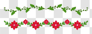 Red Flowers - Holly And Poinsettia Floral Borders Transparent PNG