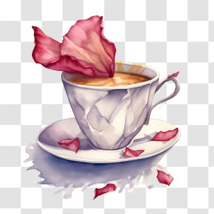 Watercolor Coffee Cup
 - Elegant Tea With Petals Illustration Transparent PNG
