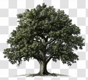 Oak Tree - Realistic Green Tree Illustration Transparent PNG