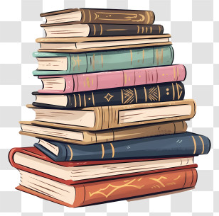 Stack Of Books - Illustrated Stack Of Books Transparent PNG