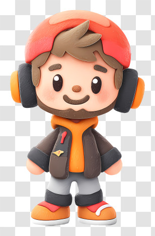 Chibi Mascot - Cute Character With Headphones Transparent PNG
