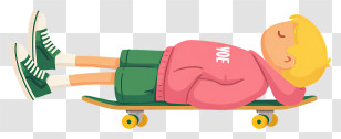 Animated Boy - Boy Relaxing On A Skateboard Transparent PNG