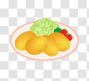 Food Elements - Plate Of Golden Nuggets And Fresh Salad Transparent PNG