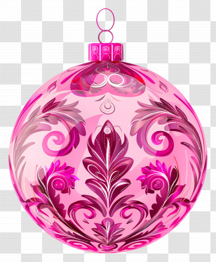 Pink Christmas Ornament - Stylish Pink Christmas Bauble With Ornate Patterns Transparent PNG