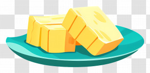 Butter - Yellow Butter Blocks On A Blue Plate Transparent PNG