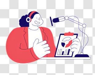 Headphones - Podcaster With Microphone And Headphones Transparent PNG