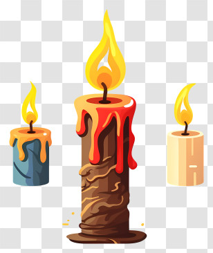 Candles - Melting Decorative Candles With Warm Glow Transparent PNG