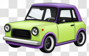 Cartoon Car - Cartoon Retro Green And Purple Car Design Transparent PNG