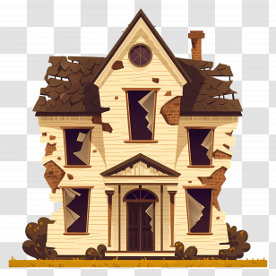Old Weathered House - Cartoon Dilapidated House Transparent PNG