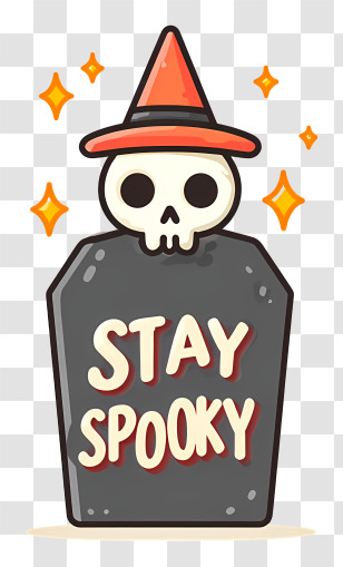Stay Spooky - Stay Spooky Text With Skull And Hat Transparent PNG