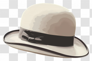 Derby Hat - White Bowler Hat With Black Ribbon Transparent PNG