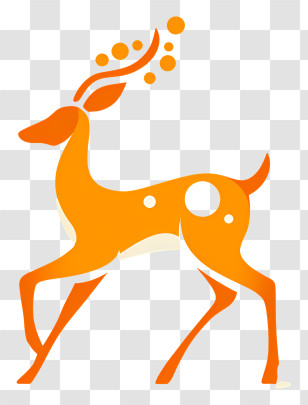 Reindeer Logo - Elegant Orange Stylized Deer Transparent PNG