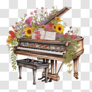Piano
 - Floral Piano Illustration Transparent PNG