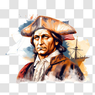 Columbus Day - Historical Explorer With Sailing Ships Transparent PNG