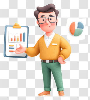 Business Report Presentation - Businessman Presenting Data Chart Transparent PNG