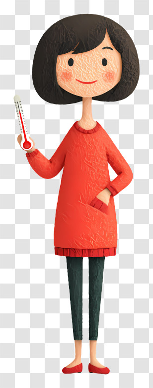 Woman Holding Thermometer - Woman Checking Temperature Transparent PNG