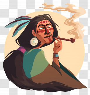 Indian Shaman - Person With Pipe And Feathers Transparent PNG